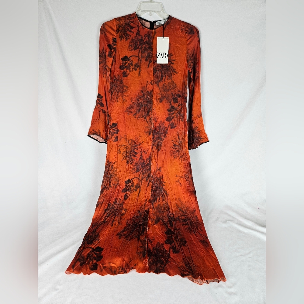 Zara Women's Orange Floral Dress